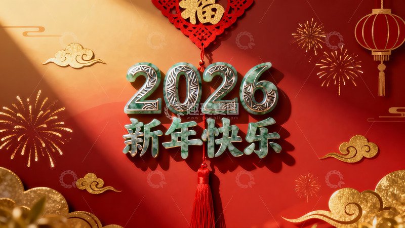 高清大图下载【趣麦麦图】2026新年快乐红色喜庆海报