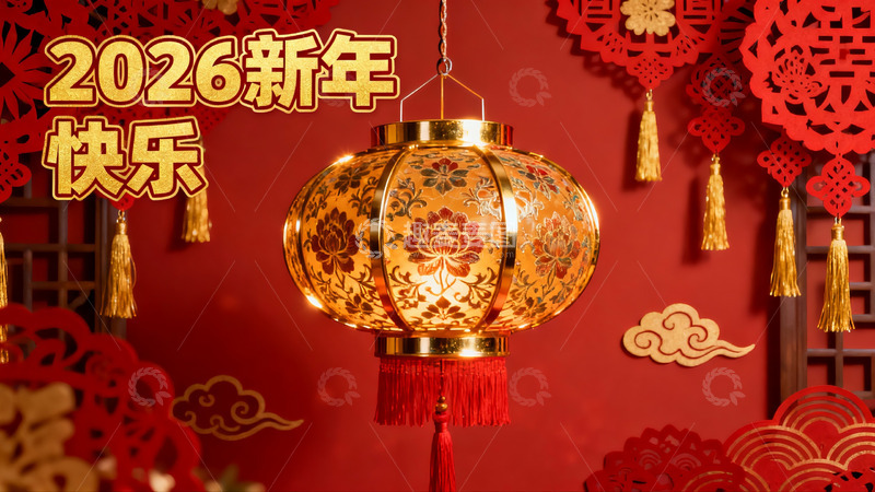 高清大图下载【趣麦麦图】新年灯笼装饰喜庆红