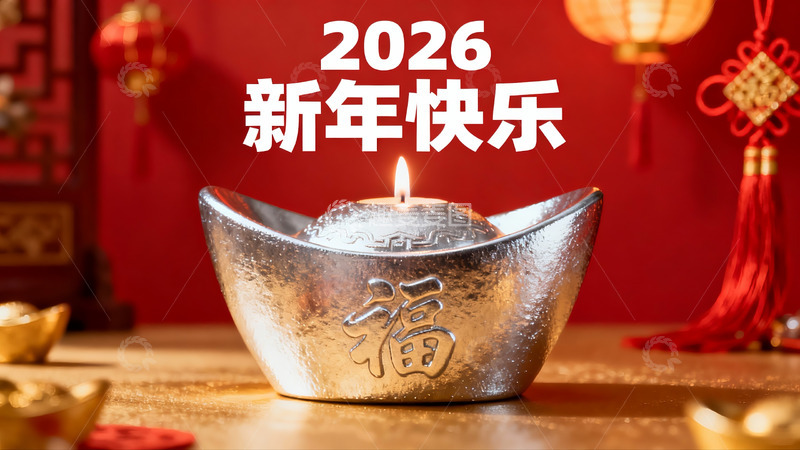 高清大图下载【趣麦麦图】新年银元宝烛台装饰