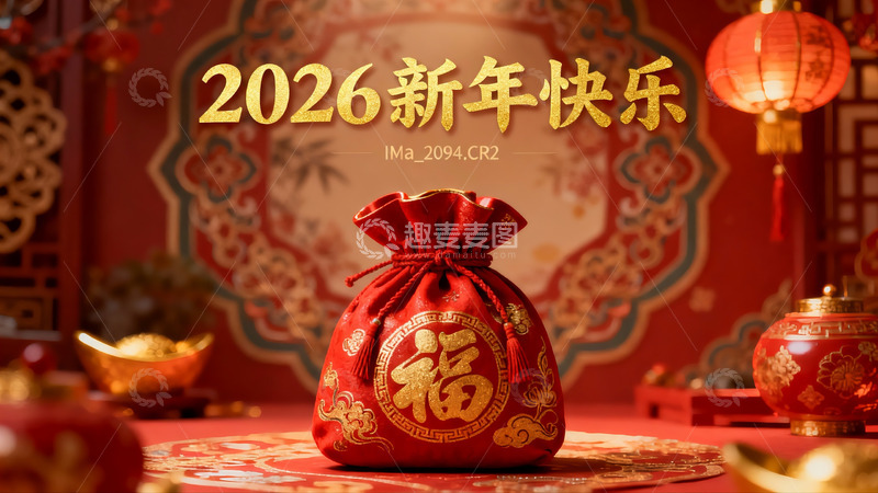 高清大图下载【趣麦麦图】新年红色福袋装饰场景