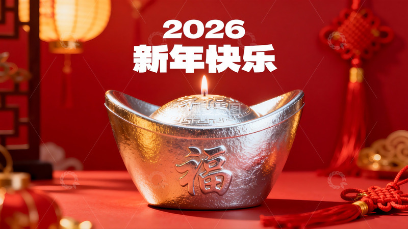 高清大图下载【趣麦麦图】新年银元宝烛光祈福