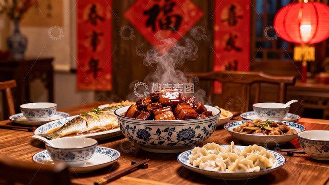 中式年夜饭餐桌摆设