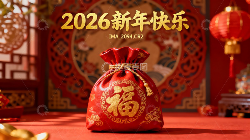 高清大图下载【趣麦麦图】新年红色福袋装饰场景