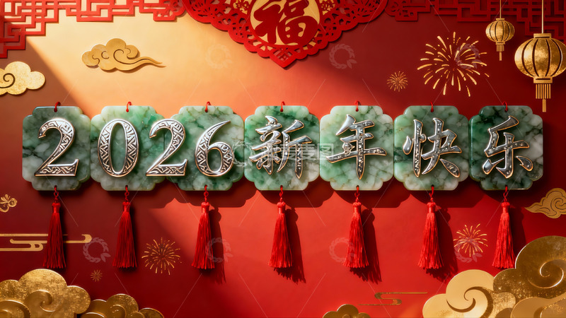 高清大图下载【趣麦麦图】2026新年快乐装饰挂件