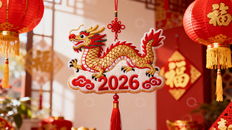 高清大图下载【趣麦麦图】龙年挂饰与红灯笼新年装饰