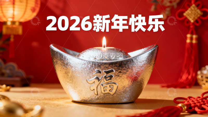 高清大图下载【趣麦麦图】新年银元宝烛光装饰