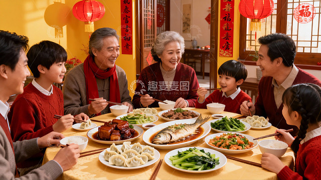 三代同堂年夜饭其乐融融