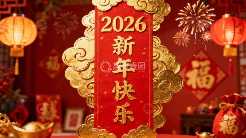 高清大图下载【趣麦麦图】新年快乐装饰场景