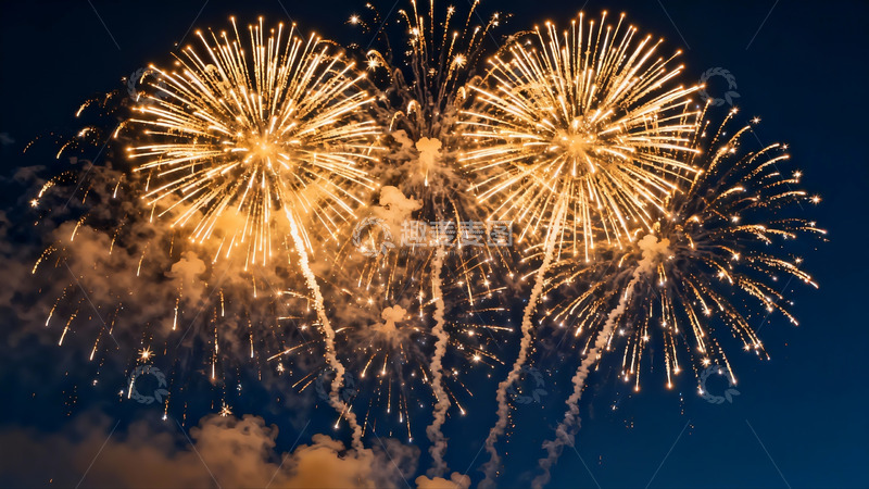 高清大图下载【趣麦麦图】夜空烟花绽放绚丽景象