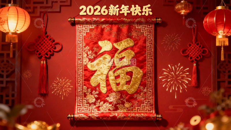 高清大图下载【趣麦麦图】新年红色福字挂饰节日氛围