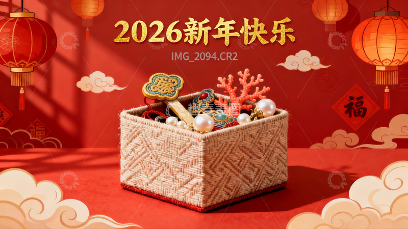 高清大图下载【趣麦麦图】新年装饰篮寓意吉祥