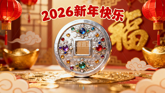 新年装饰品与金色元宝