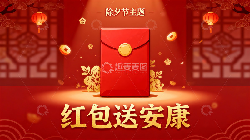 高清大图下载【趣麦麦图】除夕红包送安康节日主题
