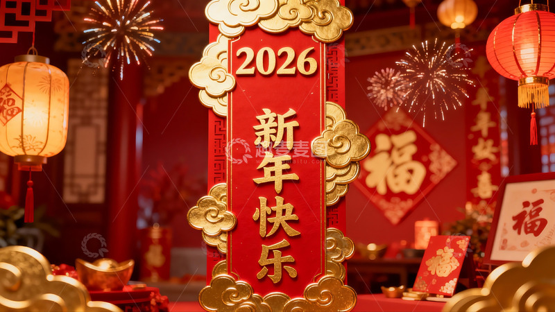 高清大图下载【趣麦麦图】2026新年春节装饰场景
