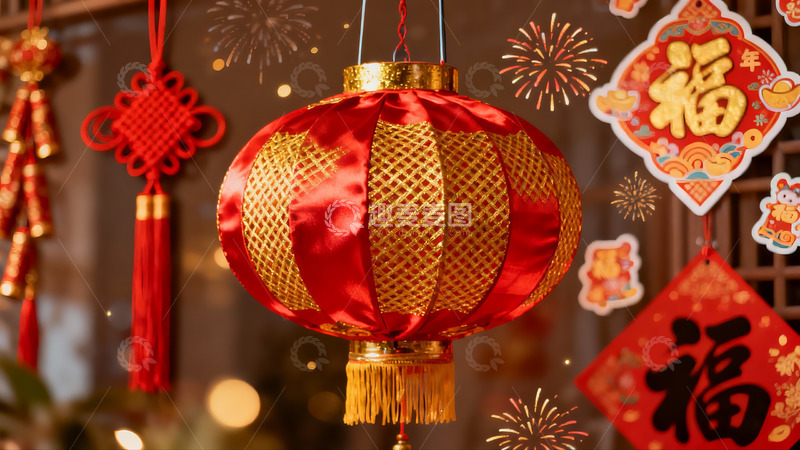 高清大图下载【趣麦麦图】春节红灯笼装饰场景