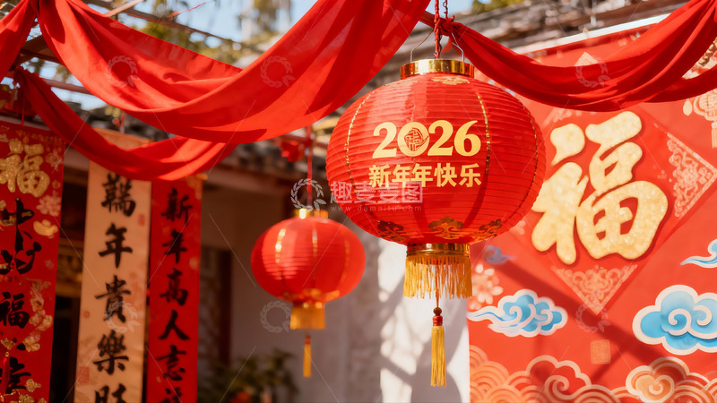 高清大图下载【趣麦麦图】红灯笼挂饰迎新年