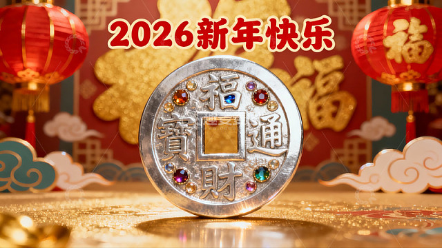新年福字金币装饰图