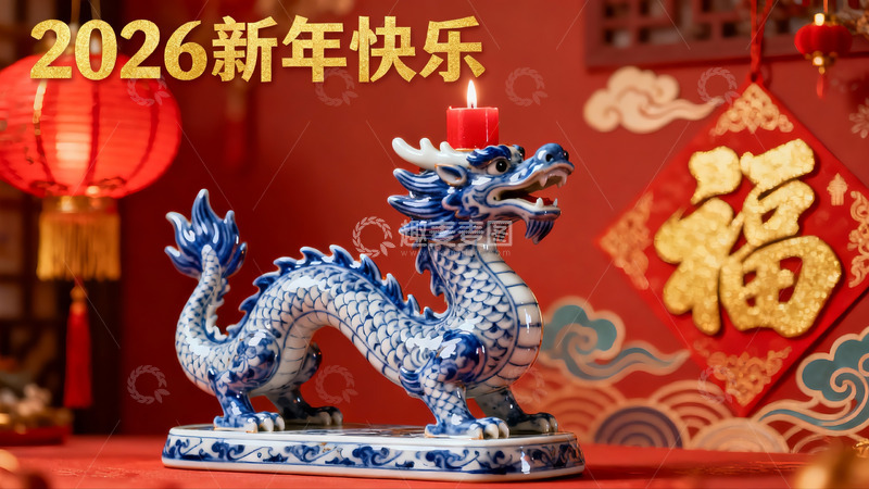 高清大图下载【趣麦麦图】龙形烛台迎新年