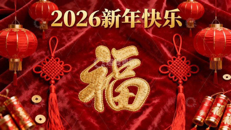 高清大图下载【趣麦麦图】2026新年红色福字装饰