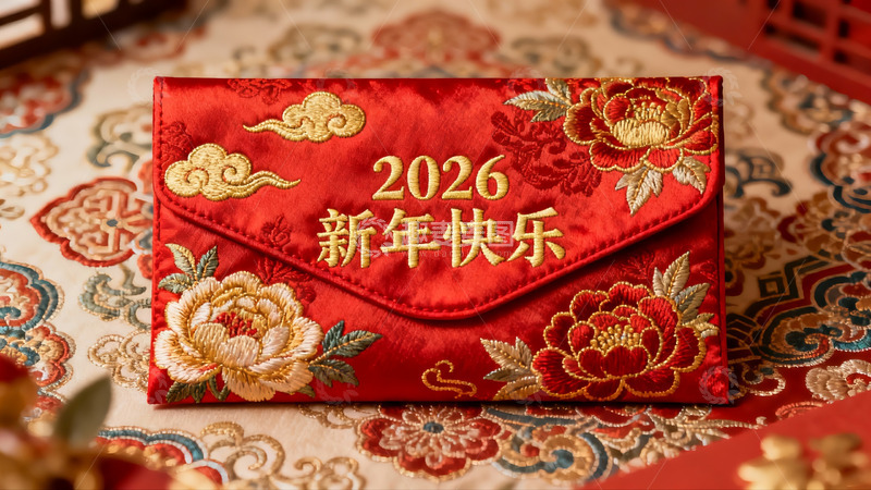 高清大图下载【趣麦麦图】红色新年红包绣花精美