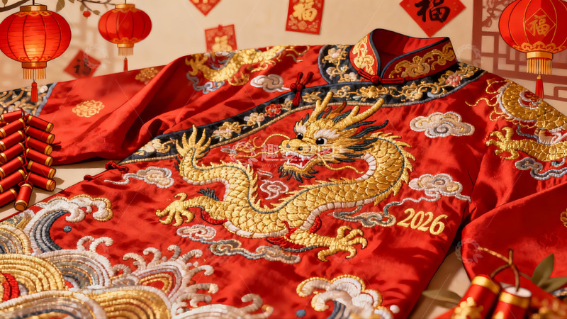 高清大图下载【趣麦麦图】红色龙袍新年装饰