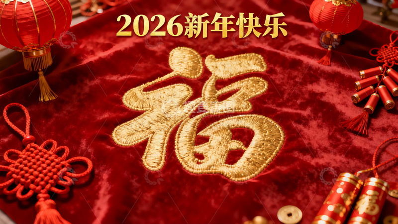 高清大图下载【趣麦麦图】新年红色福字装饰摆件