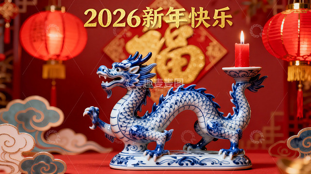 龙形瓷雕新年装饰品
