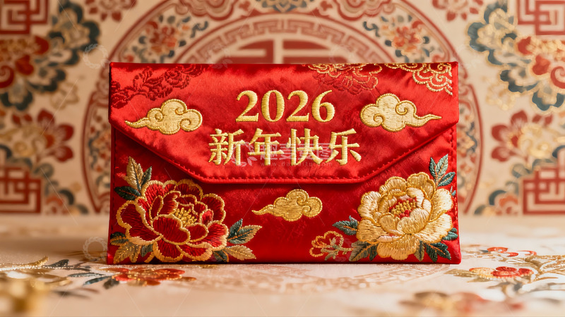高清大图下载【趣麦麦图】红色新年红包绣花精美