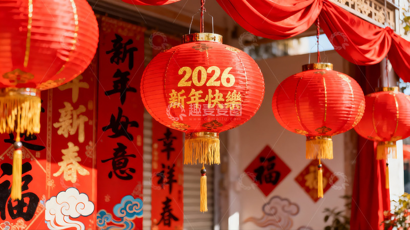 高清大图下载【趣麦麦图】红灯笼挂饰迎新年