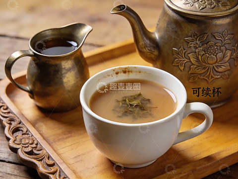 古铜茶具盛茶饮