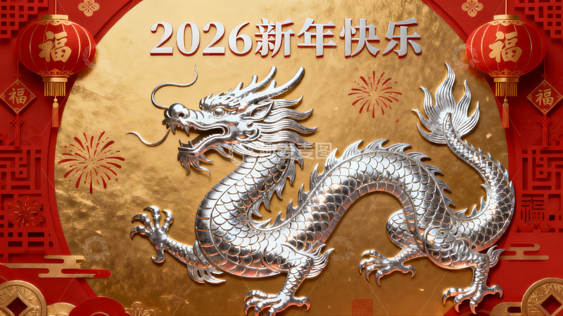 高清大图下载【趣麦麦图】2026龙年春节装饰画