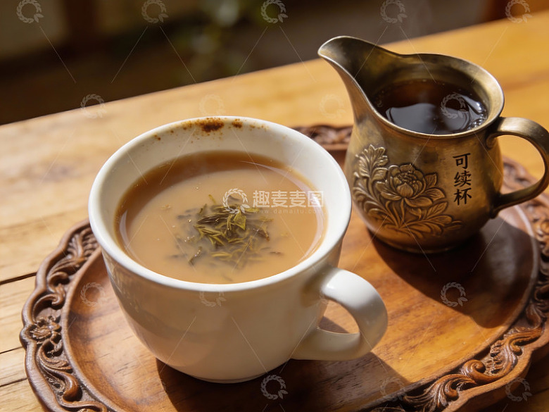 茶杯与铜壶静物拍摄
