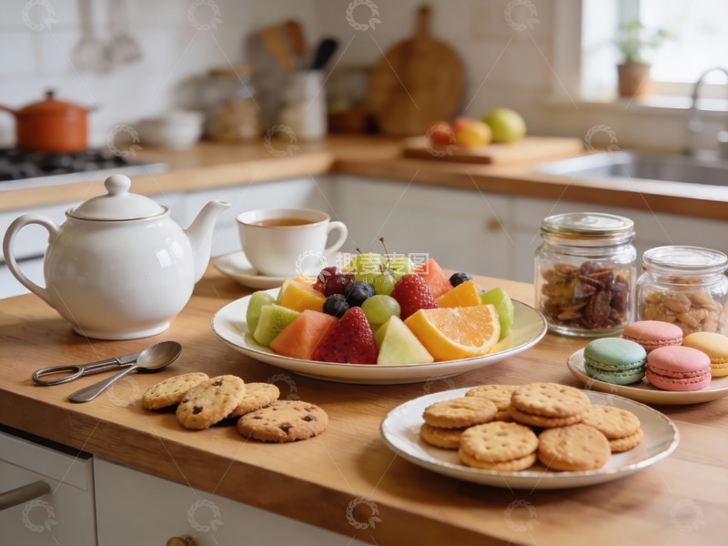 高清大图下载【趣麦麦图】厨房台面水果茶点