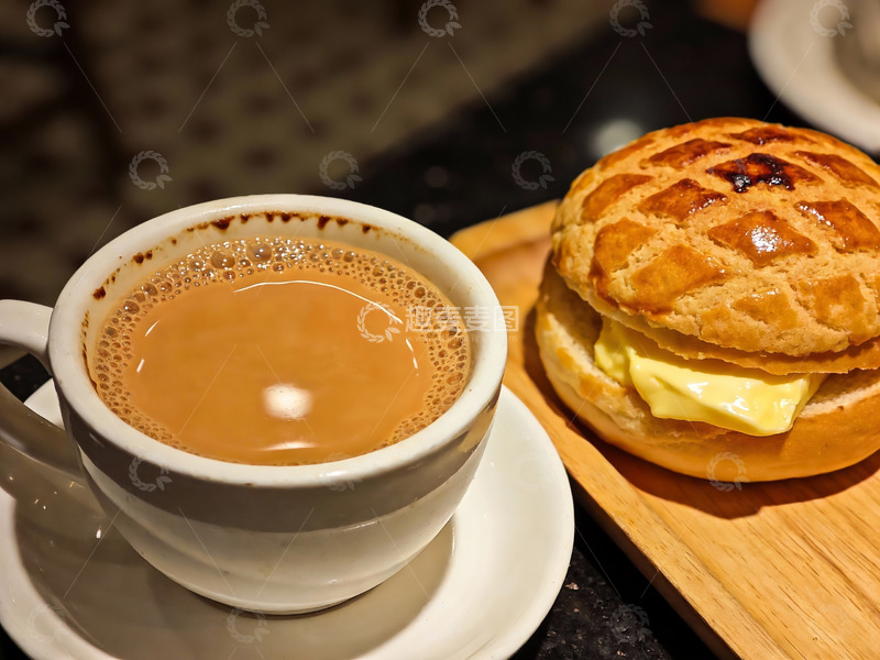 高清大图下载【趣麦麦图】咖啡与牛油面包的美味组合