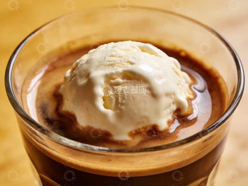 高清大图下载【趣麦麦图】咖啡杯中冰淇淋融化瞬间