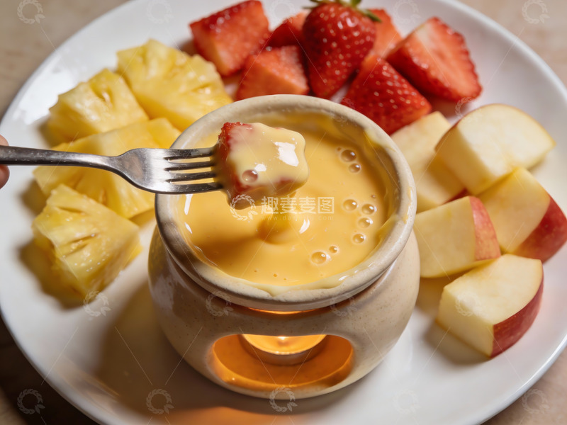 高清大图下载【趣麦麦图】水果蘸酱美食特写