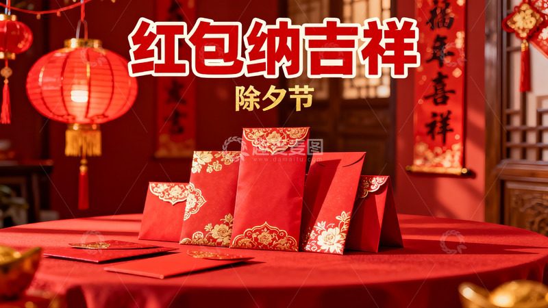 高清大图下载【趣麦麦图】除夕红包摆台喜庆吉祥