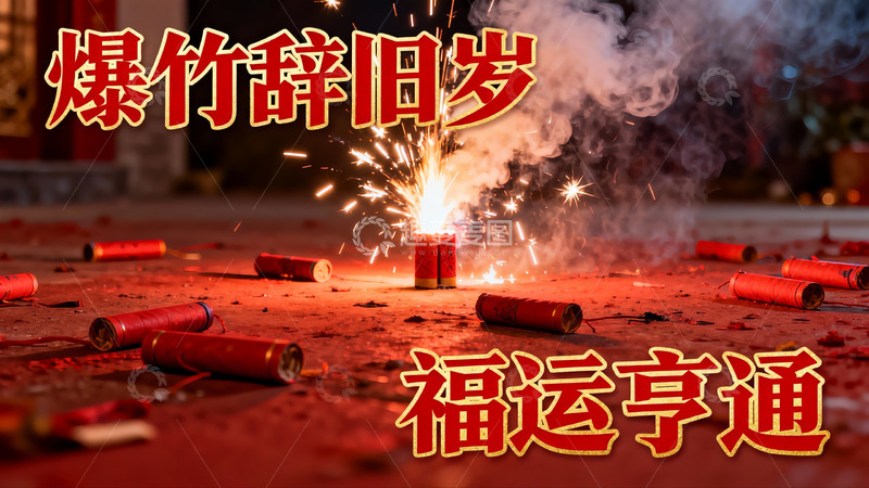 高清大图下载【趣麦麦图】爆竹声中辞旧岁迎新年
