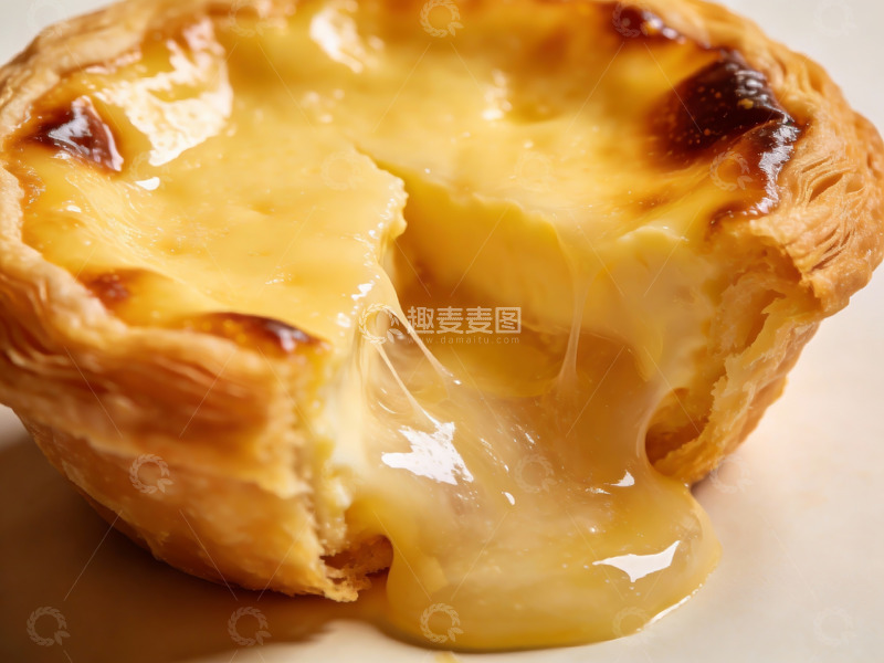 高清大图下载【趣麦麦图】金黄色蛋挞拉丝特写