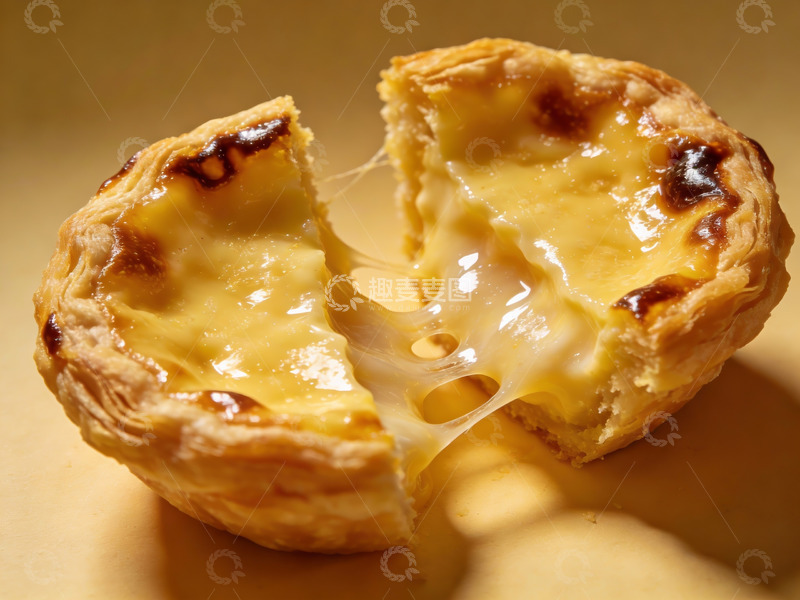 高清大图下载【趣麦麦图】蛋挞拉丝特写诱人美味
