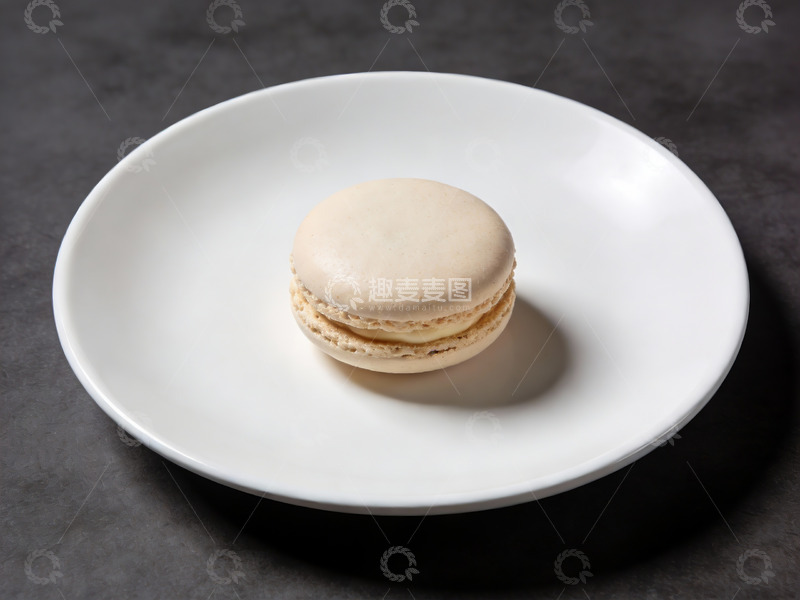 高清大图下载【趣麦麦图】单个马卡龙静置于白色盘中