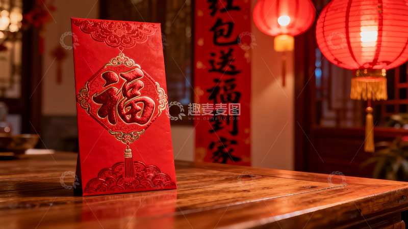 高清大图下载【趣麦麦图】春节红包与红灯笼装饰
