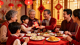 春节家庭聚餐其乐融融