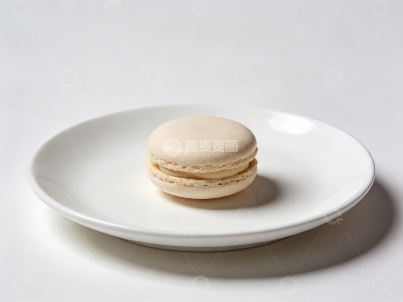 高清大图下载【趣麦麦图】单个马卡龙静置于白色盘中