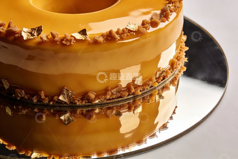 高清大图下载【趣麦麦图】焦糖镜面蛋糕特写