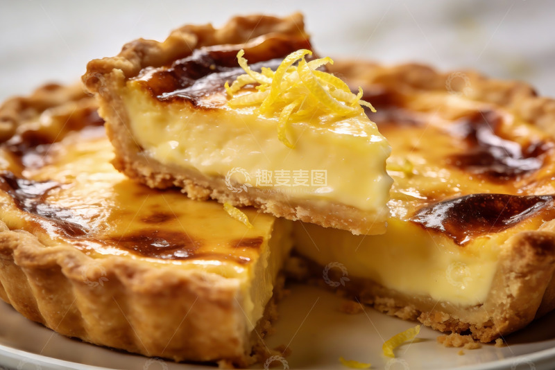 高清大图下载【趣麦麦图】金黄色奶油馅饼特写