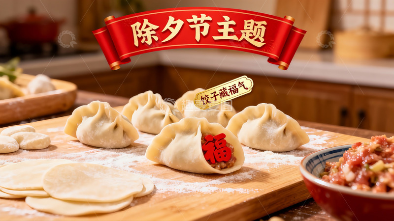 高清大图下载【趣麦麦图】除夕饺子寓意团圆福气