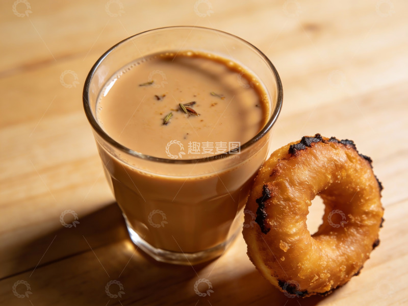 高清大图下载【趣麦麦图】一杯奶茶配甜甜圈