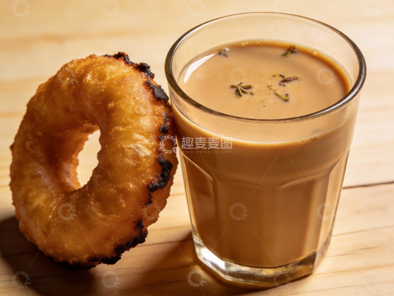 高清大图下载【趣麦麦图】甜甜圈配奶茶