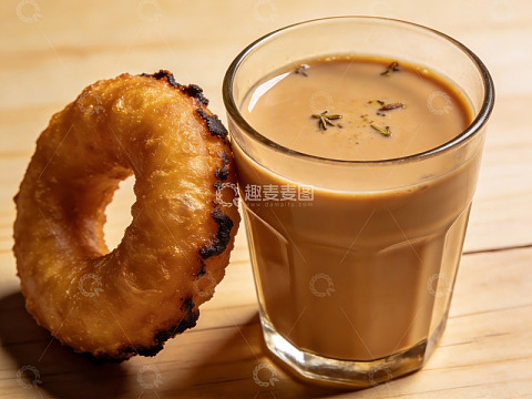 甜甜圈配奶茶